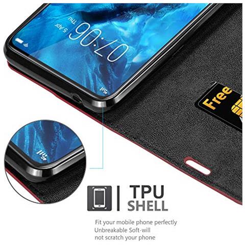 Custodia Compatibile Con Vivo Nex In Rosso Mela - Coperchio Protettiva Con Chiusura Magnetica, Funzione Stand E Tasca Per Le Carte - Foto 2