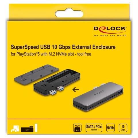 Alloggiamento USB 3.2 Gen 2 per PlayStation®5 con slot M. 2 NVMe - senza utensili - Foto 5