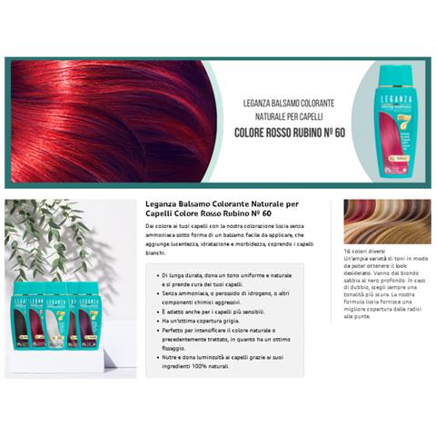Balsamo Colorante Per Capelli Colore Rosso Rubino Nº 60 ""leganza"" Colorante Senza Ammoniaca |arricchito Con Oli Naturali - Foto 8
