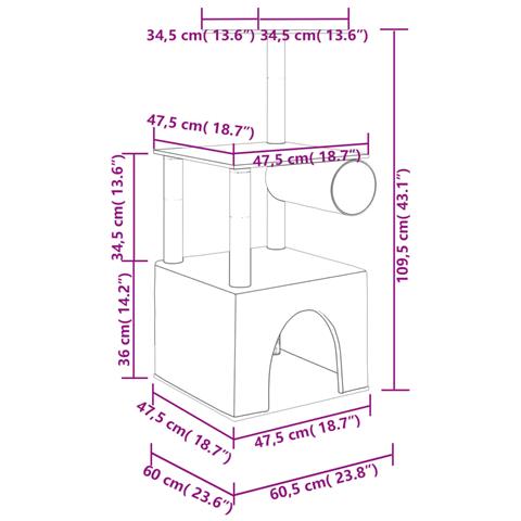 Albero Per Gatti Con Tiragraffi In Sisal Grigio Scuro 109,5 Cm - Foto 5