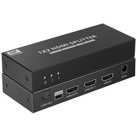 Splitter Hdmi 8k Uhd 3d 60hz 2 Vie Cec Spdif Ottico - Foto 1