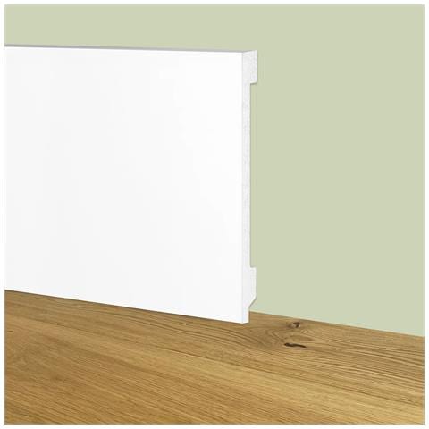 84ml Bancale Di Battiscopa Zoccolino Bianco Squadrato Passacavo 150x15x2000mm In Polimeri - Polistrutturato - Foto 1