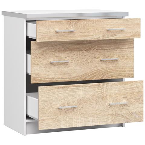 Mobile cucina modulare con piano di lavoro LIMA, 3 cassetti, 80x44,5x82 cm, Colore Bianco e Sonoma Quercia - Foto 2