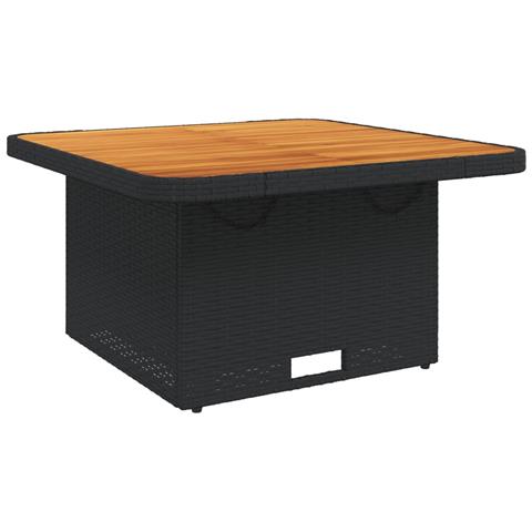Tavolo Da Giardino Nero 80x80x71cm In Polyrattan E Legno Acacia - Foto 2