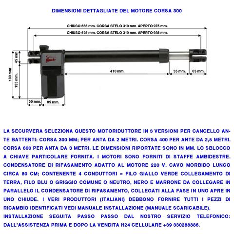 Motore Destro Titan 230 V 50 Hz Ricambio Cancello 2 Mt Corsa Stelo Di 300 Mm Sblocco Emergenza A Chiave Dotato Di Staf - Foto 2