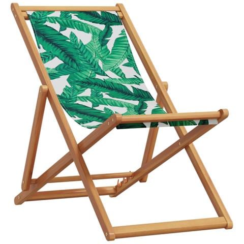 Sedia Da Spiaggia Pieghevole Foglie Legno Eucalipto E Tessuto - Foto 2