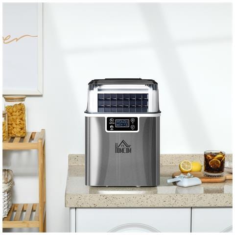 Macchina Ghiaccio 20kg In 24 Ore, 24 Cubetti In 14-18 Minuti Con Dimensione Regolabile, Serbatoio 3.2l E Sistema Autopulente, Argento - Foto 2