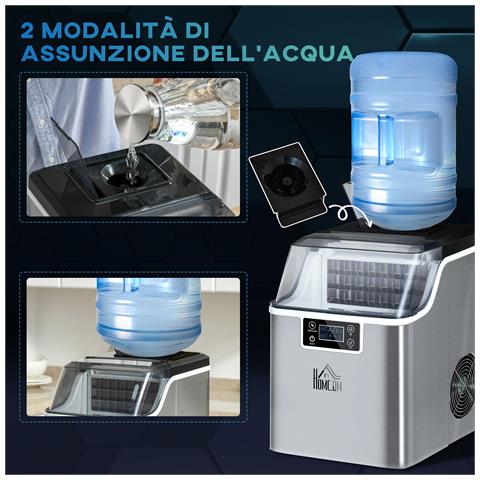 Macchina Ghiaccio 20kg In 24 Ore, 24 Cubetti In 14-18 Minuti Con Dimensione Regolabile, Serbatoio 3.2l E Sistema Autopulente, Argento - Foto 6