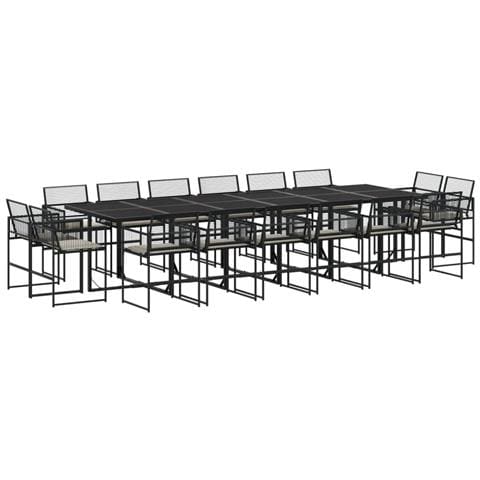 Set Da Pranzo Da Giardino 17 Pz Con Cuscini Nero In Polyrattan - Foto 1