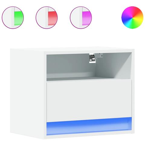 Comodini A Parete Con Luci Led 2 Pz Bianchi - Foto 2