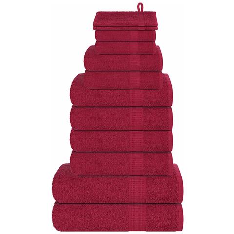 Set Asciugamani 12 Pz Bordeaux 360 Gsm 100% Cotone - Foto 1