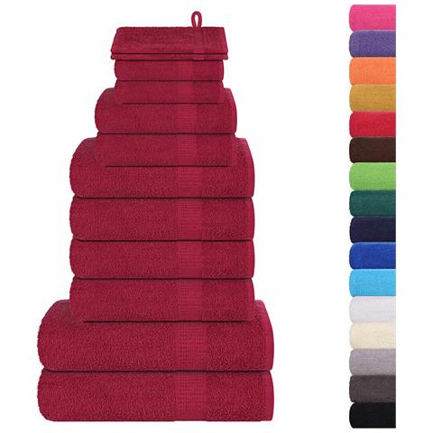 Set Asciugamani 12 Pz Bordeaux 360 Gsm 100% Cotone - Foto 2
