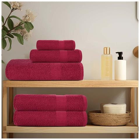 Set Asciugamani 12 Pz Bordeaux 360 Gsm 100% Cotone - Foto 3