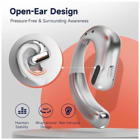 OpenRock Pro Silver Cuffie Sport Wireless A Conduzione Aperta - Foto 3