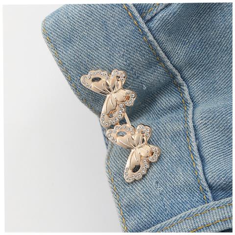 Fibbia Per Cintura Con Farfalla E Strass Per Jeans (5 Paia) Gold - Foto 2