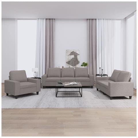 Set Di Divani 3 Pz Tortora In Tessuto - Foto 1