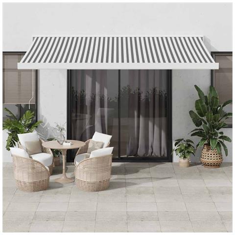 Tenda Retrattile Antracite E Bianca 4,5x3 M Tessuto E Alluminio - Foto 1