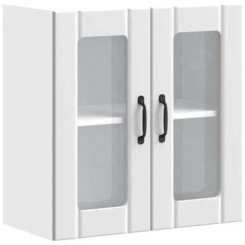 Pensile Da Cucina Con Porta In Vetro Lucca Bianco Truciolato - Foto 2