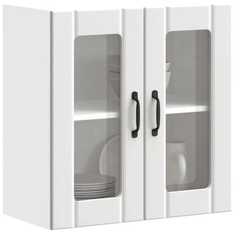 Pensile Da Cucina Con Porta In Vetro Lucca Bianco Truciolato - Foto 1