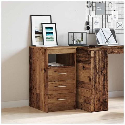 Cassettiera Legno Antico 40x50x76 Cm In Truciolato - Foto 3