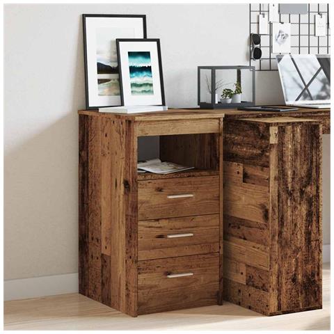 Cassettiera Legno Antico 40x50x76 Cm In Truciolato - Foto 1