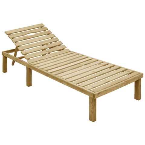 Lettino Da Giardino Con Cuscino Crema Legno Pino Impregnato - Foto 1