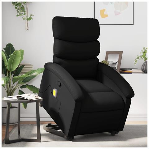 Poltrona Alzapersona Reclinabile Massaggio Nero Similpelle - Foto 2