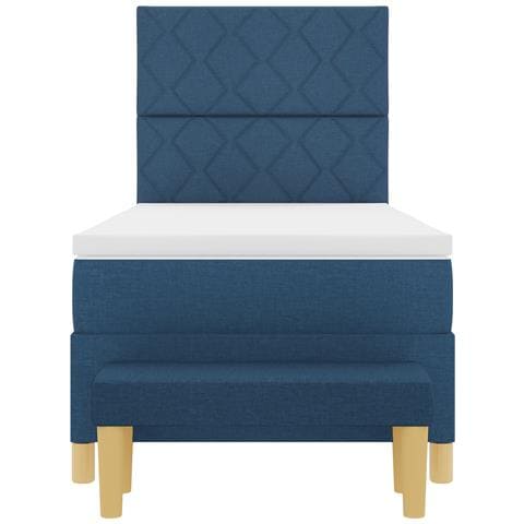 Letto a Molle con Materasso e Panchina Blu 100x200 cm Tessuto - Foto 9