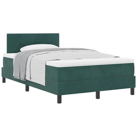 Letto a Rete con Materasso Verde Scuro 120x200 cm Velluto - Foto 1