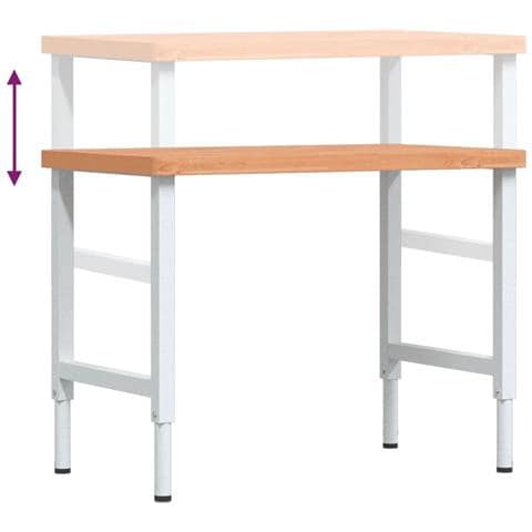 Banco Lavoro 100x60x(73-99,5) cm Legno di Faggio Rettangolare - Foto 9