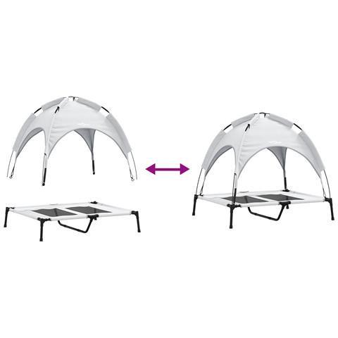 Letto per Cani Rialzato con Tetto Rimovibile Grigio Argento L Metallo - Foto 9