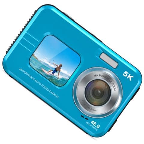 Fotocamera Digitale Impermeabile 5k Con Doppia Fotocamera Anteriore E Posteriore Per Selfie E Uso Domestico Blue - Foto 2