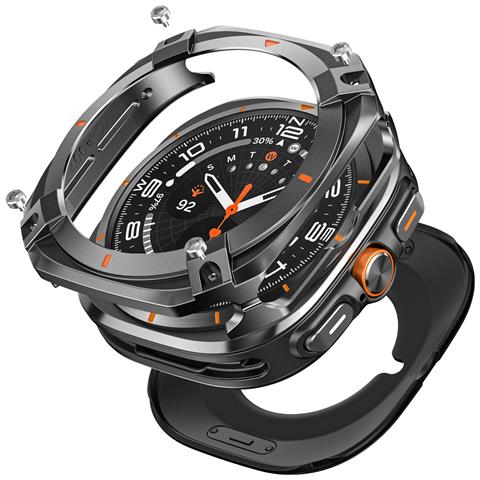Custodia Protettiva Cyber Hollow Compatibile Con Samsung Ultra E Samsung Galaxy Watch7, Design Robusto In Lega Di Zinco E Pc Grey - Foto 5