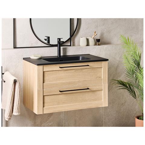 Mobiletto Con Lavabo Tarija 80 Cm Marrone Chiaro - Foto 1