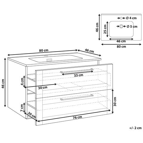 Mobiletto Con Lavabo Tarija 80 Cm Marrone Chiaro - Foto 7