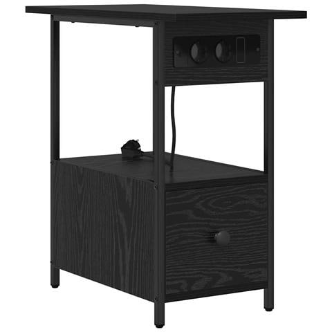 Armadio da Notte Rovere nero 60 x 30 x 61 cm Legno multistrato - Foto 1