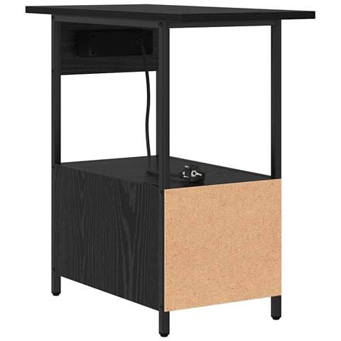 Armadio da Notte Rovere nero 60 x 30 x 61 cm Legno multistrato - Foto 9