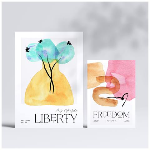 Set Di 6 Stampe Poster Astratti Ed Equilibrati Con Illustrazioni A Colori Per Mostre D'arte Estetica Per L'interior Design A3 & A4 Senza Cornice - Foto 2