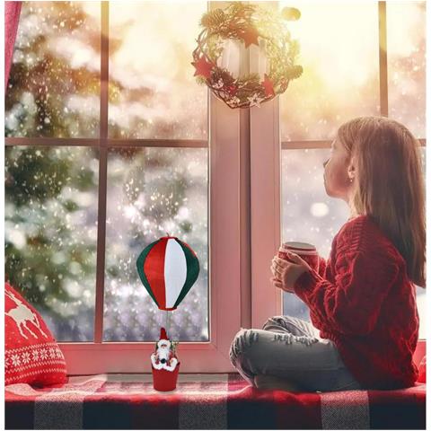 Mongolfiera Di Babbo Natale Bianco Verde E Rosso Decorazione Natalizia 40x92cm - Foto 2
