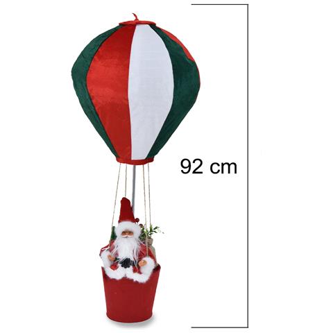 Mongolfiera Di Babbo Natale Bianco Verde E Rosso Decorazione Natalizia 40x92cm - Foto 4