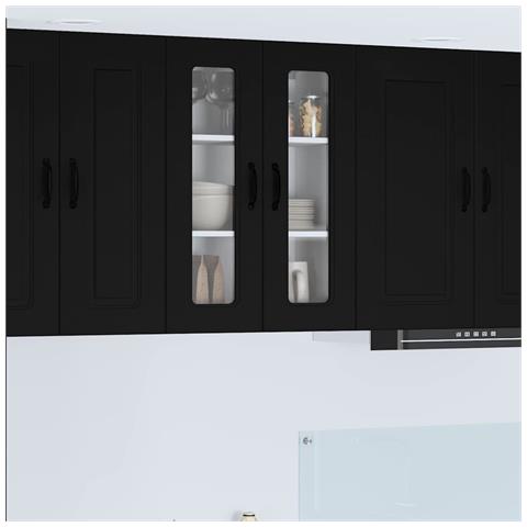 Pensile cucina con porta Nero 60 x 31 x 80 cm Legno multistrato - Foto 2