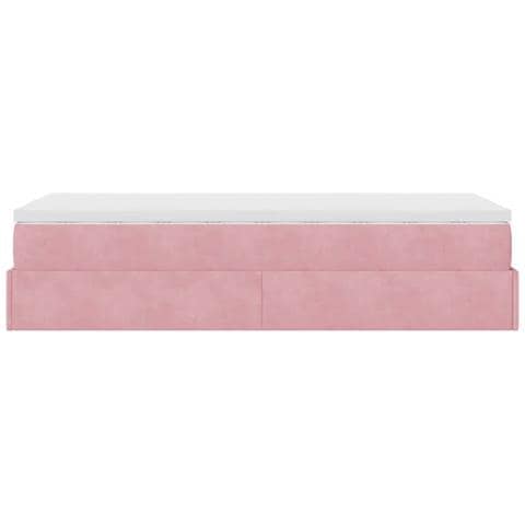 Struttura Letto Pouf con Materasso Rosa 90x190 cm in Velluto - Foto 9