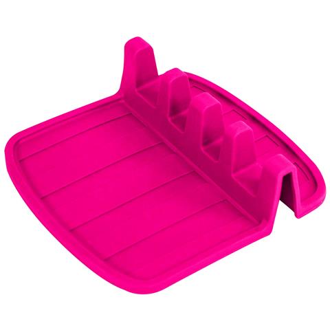 Porta Cucchiaio Compatto In Silicone Antiscivolo 15x14 Cm, Rosa - Foto 2