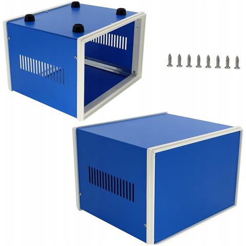 Custodia Metallica Blu Per Strumenti - Alta Qualità, 115x310x285mm | Progetti Elettronici, Scatole Di Distribuzione, Protezione - Foto 1