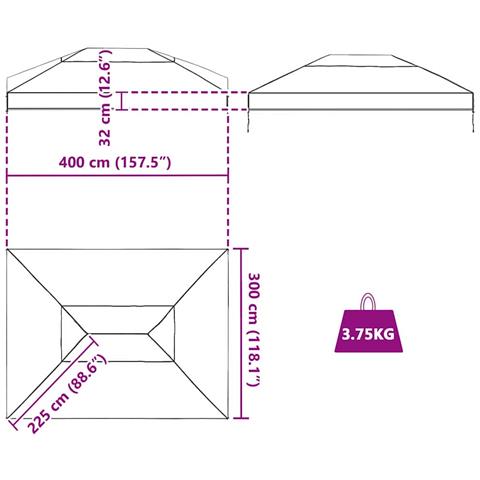 Sostituzione Copertura Gazebo Trasparente 400 x 300 x 32 cm PVC - Foto 9