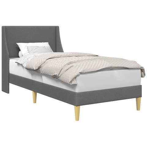 Struttura del letto Grigio scuro 90 x 200 cm Tessuto - Foto 1