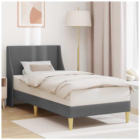 Struttura del letto Grigio scuro 90 x 200 cm Tessuto - Foto 2