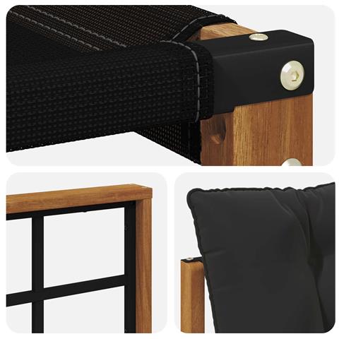 Set di divani da esterno con cuscino 6 pcs Naturale e Nero - Foto 9