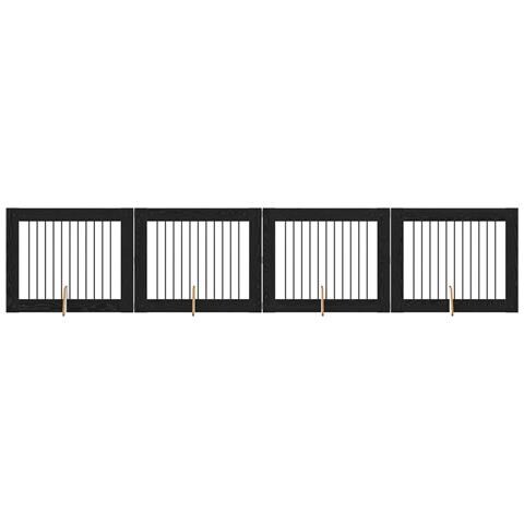 Cancello per cani con supporti 4 pcs Rovere Nero 100 x 80 cm - Foto 1