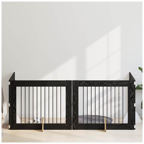 Cancello per cani con supporti 4 pcs Rovere Nero 100 x 80 cm - Foto 2